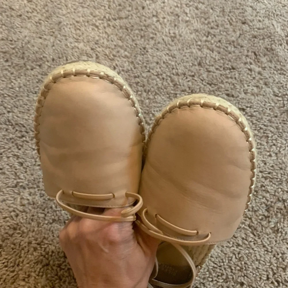 Eileen Fisher Lace Up Espadrilles Sandals Boho Casual Summer Vacation Tan 7.5
